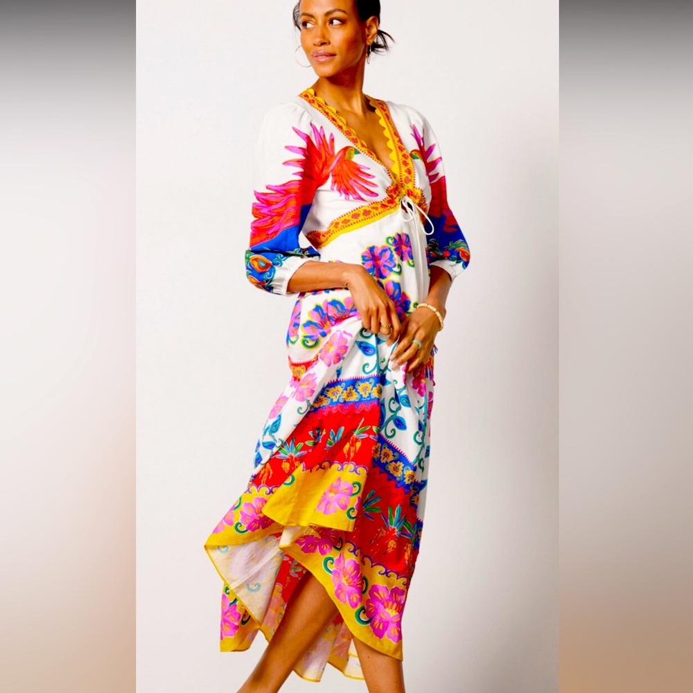 Vivid Garden Off-White Maxi Dress Farm Rio worn once for bridal party